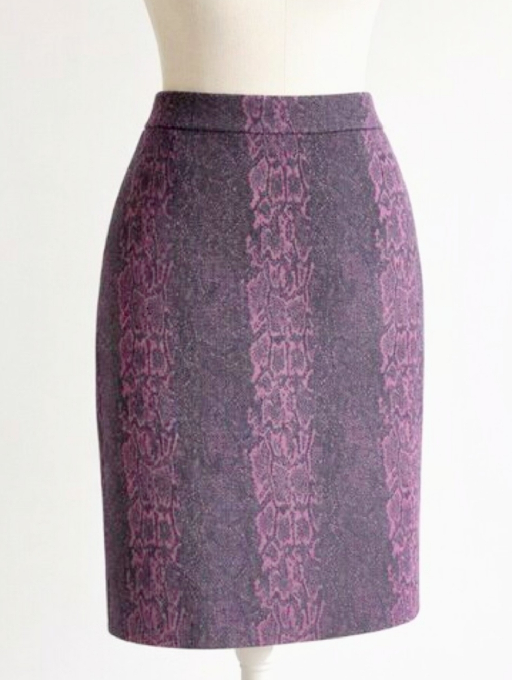 CALVIN KLEIN Magenta Black Snakeskin Pencil Skirt Size 6 Workwear Animal Print
